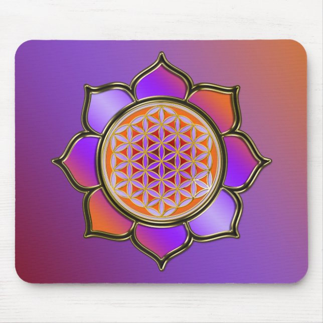 Blume des Lebens Lotus - violet orange / coloured Mouse Pad (Front)