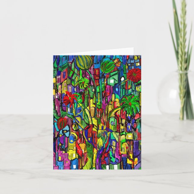 Blumen-Baum im Häusermeer. Note Card (Front)