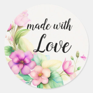 Blumen Halbkranz Aquarellzeichnung Classic Round Sticker