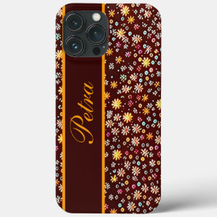 Blumenmuster braun orange iPhone 13 pro max case