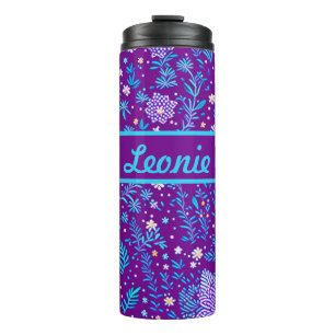 Blumenmuster lila, türkise, pink thermal tumbler