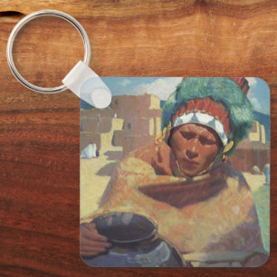 Blumenschein, Taos Native American Indian Portrait Key Ring