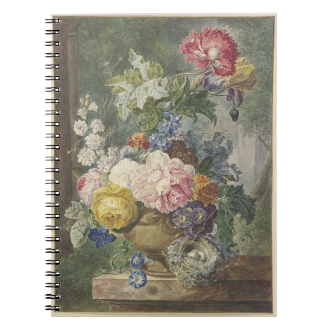 Blumenstrauß in einer Vase mit Vogelnest Notebook (Front)