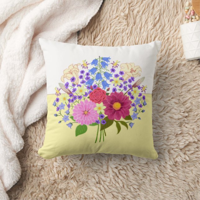 Blumenstrauss Two-Tone Throw Pillow (Blanket)