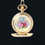 Blumenstrauss Yellow Necklace Watch<br><div class="desc">A pocket watch with an image of a beautiful flower bouquet. The background, image and text can be modified. Original artwork by W.B.</div>