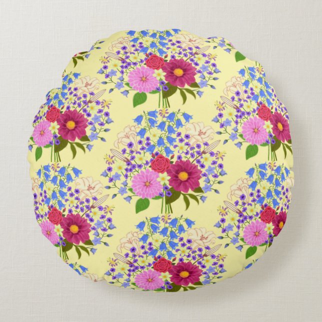Blumenstrauss Yellow Round Cushion (Front)