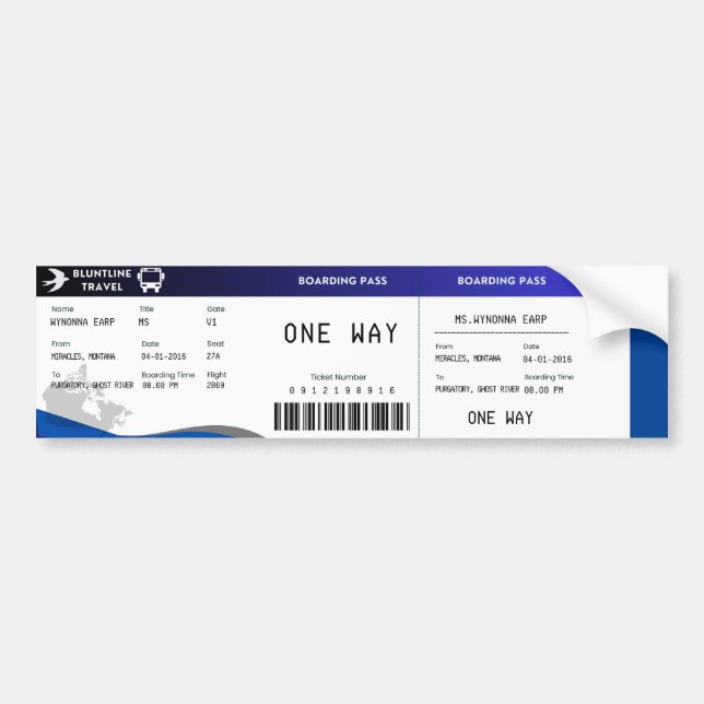 Bluntline boarding pass (S1E1) Bumper Sticker (Front)