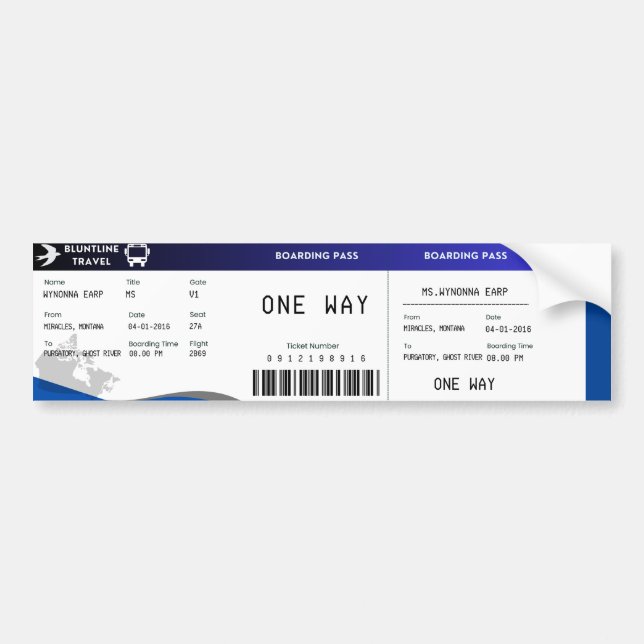 Bluntline boarding pass (S1E1) Bumper Sticker (Front)