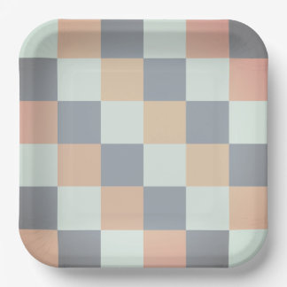 Blur Plaid Paper Plate