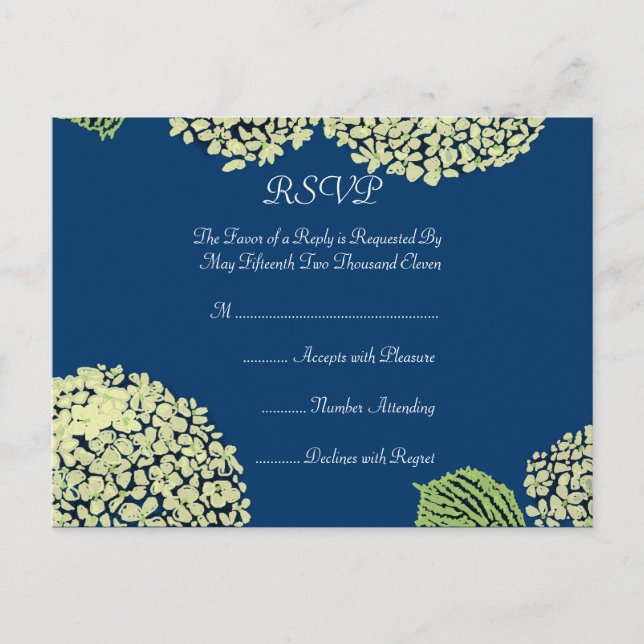 Blurberry Hydrangea RSVP Post Card (Front)