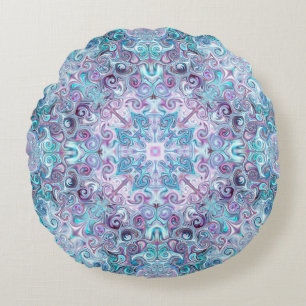 Blurple Swirls Round Cushion
