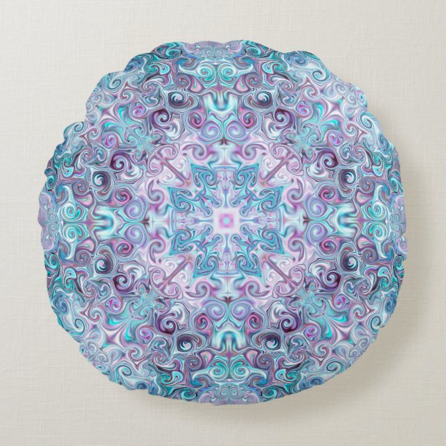 Blurple Swirls Round Cushion (Front)