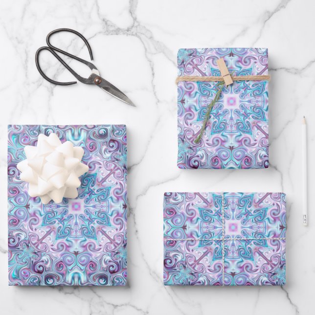 Blurple Swirls  Wrapping Paper Sheet (Front)
