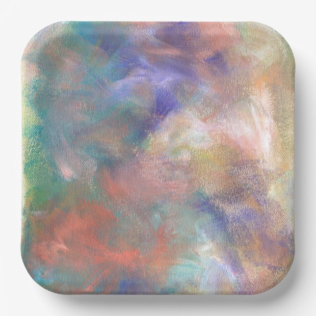 Blurred Abstract Paint Pattern Paper Plate (Front)