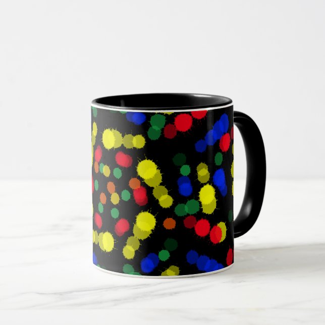 Blurred and dotted rainbow colors flower mug (Front Right)