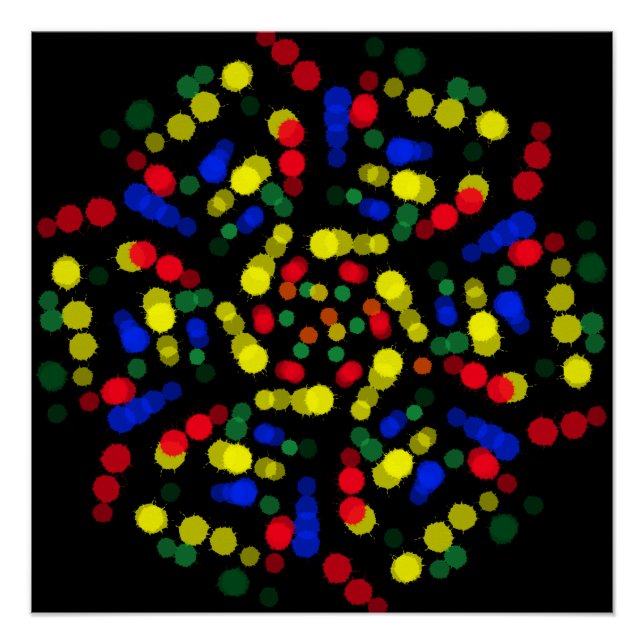 Blurred and dotted rainbow colors flower poster (Front)