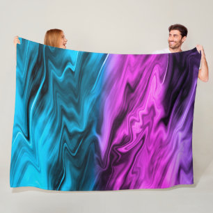 Blurred background fashionable crimson and blue fleece blanket