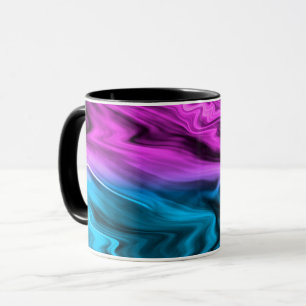 Blurred background fashionable crimson and blue  mug