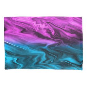 Blurred background fashionable crimson and blue  pillowcase