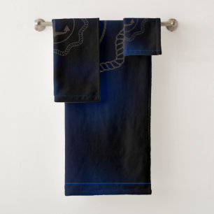 Blurred Blue and Black Background Marine Element  Bath Towel Set