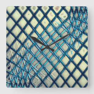Blurred cyan grey that looks like a tangle of jute square wall clock
