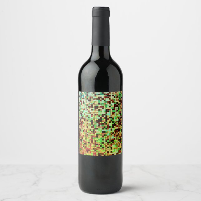 Blurred green and brown small squares or tile wine label (Front)