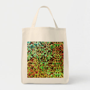 Blurred green and brown small squares or tiles tote bag