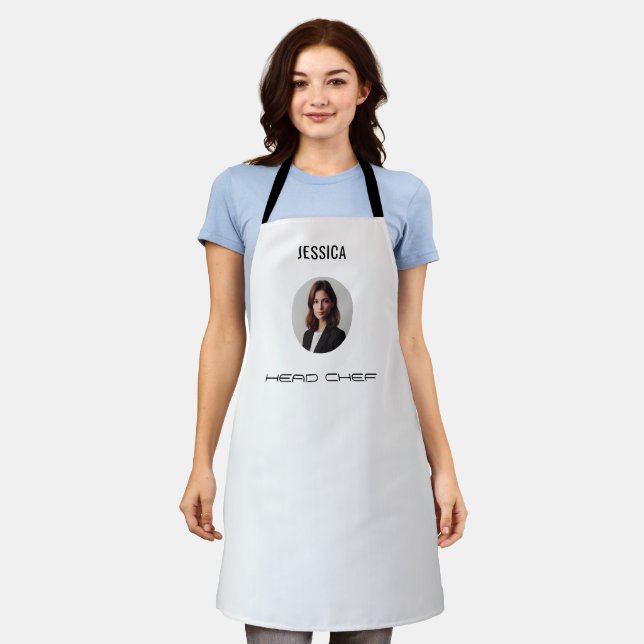 Blurred Grey Background Custom Logo Business Apron (Worn)