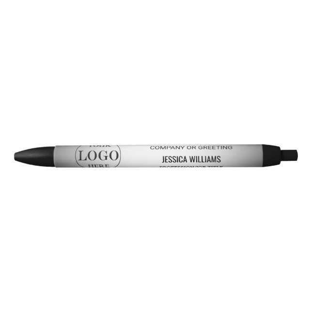 Blurred Grey Background Custom Logo Business Black Ink Pen (Front)