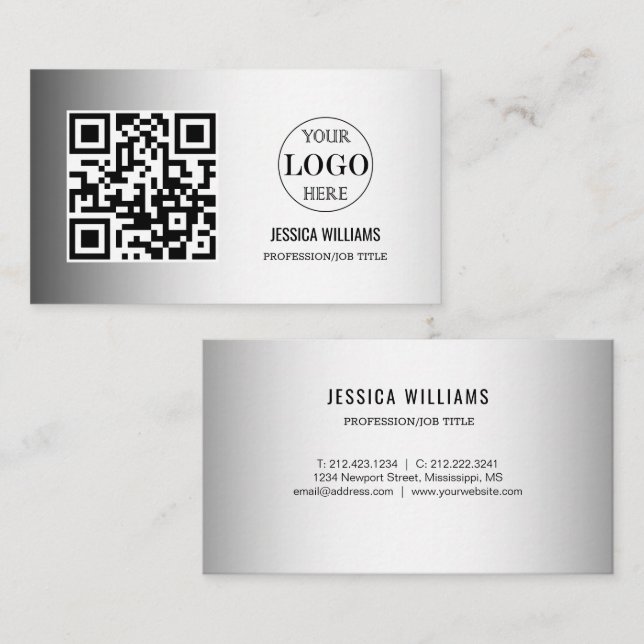 Blurred Grey Background Custom Logo Business Card (Front/Back)