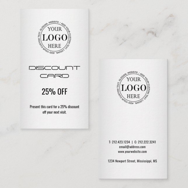 Blurred Grey Background Custom Logo Business Discount Card (Front/Back)