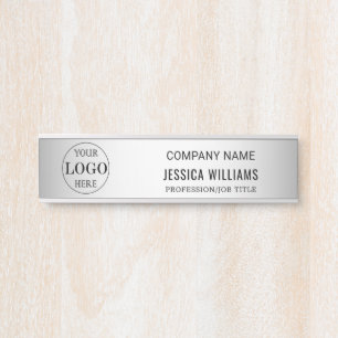 Blurred Grey Background Custom Logo Business Door Sign