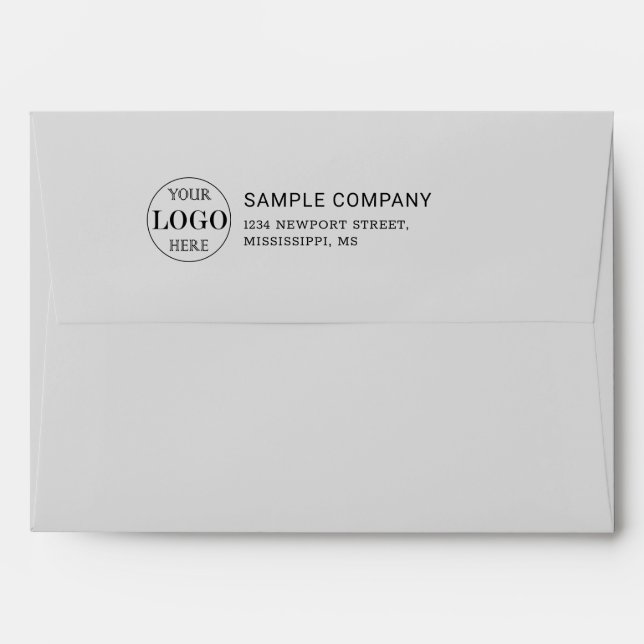 Blurred Grey Background Custom Logo Business Envelope (Back (Top Flap))