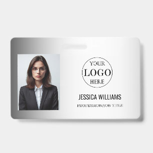 Blurred Grey Background Custom Logo Business ID Badge