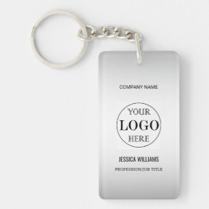 Blurred Grey Background Custom Logo Business Key Ring