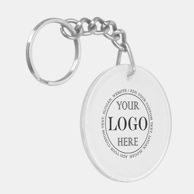 Blurred Grey Background Custom Logo Business Key Ring (Front Left)