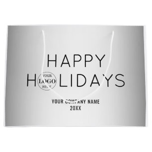 Blurred Grey Background Custom Logo Business Large Gift Bag
