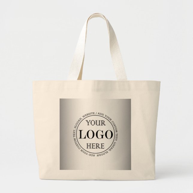 Blurred Grey Background Custom Logo Business Large Tote Bag (Front)
