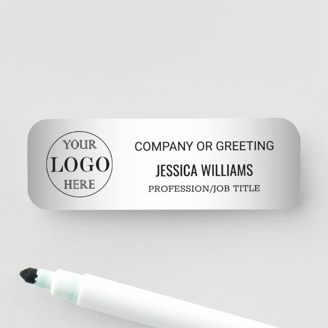 Blurred Grey Background Custom Logo Business Name Tag (In Situ)