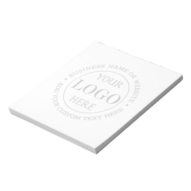Blurred Grey Background Custom Logo Business Notepad (Rotated)