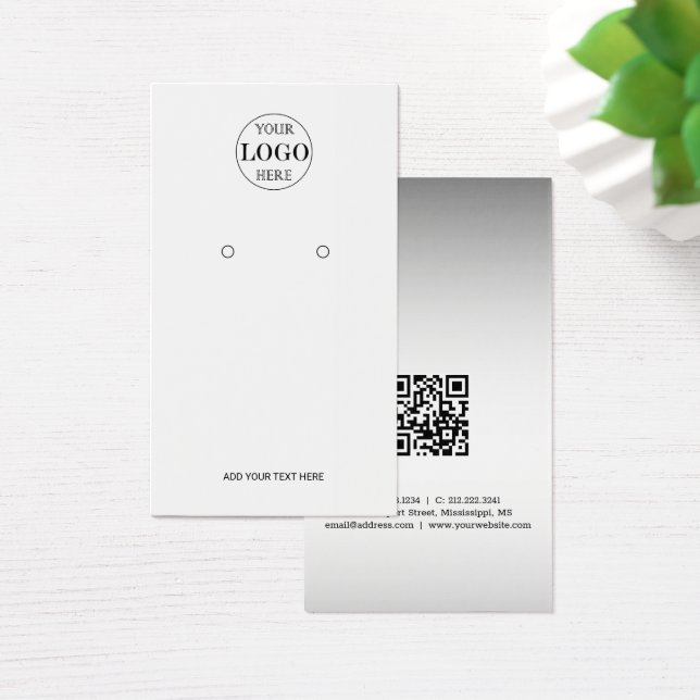 Blurred Grey Background Custom Logo Display Cards (Desk)