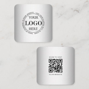 Blurred Grey Background Custom Logo Square Business Card