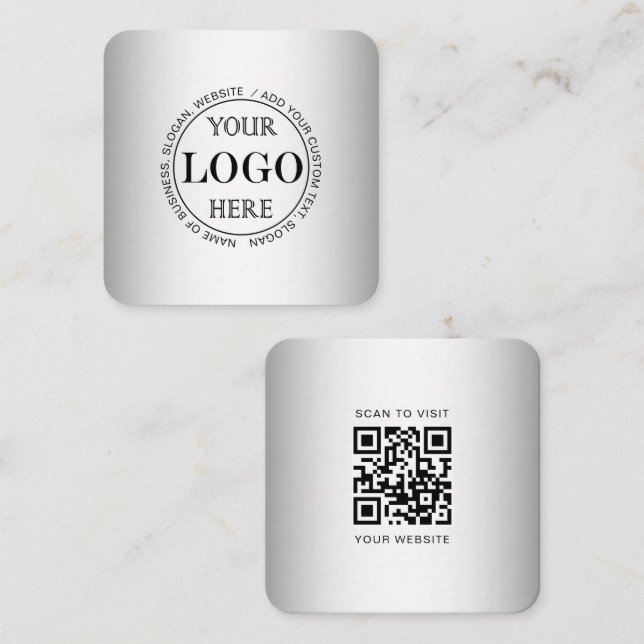 Blurred Grey Background Custom Logo Square Business Card (Front/Back)