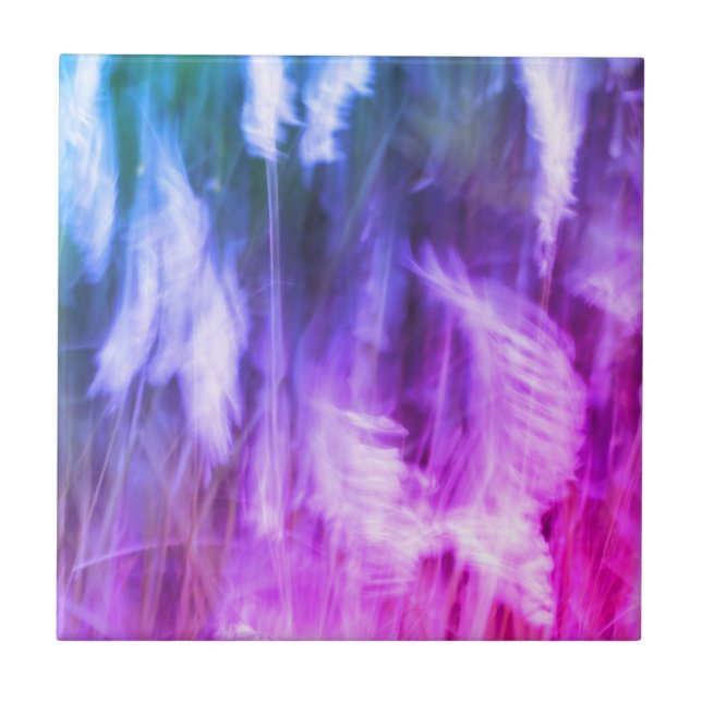 Blurred Motion Grass Nature Abstract Art Purple Tile (Front)