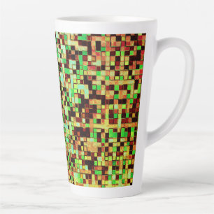 Blurred orange and green in small squares or tiles latte mug