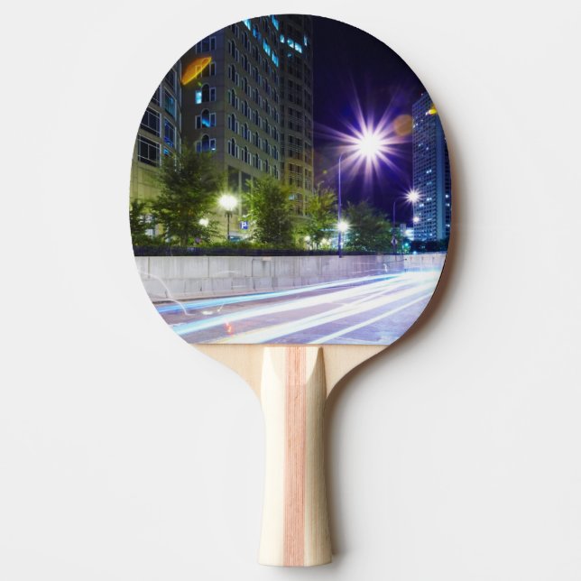 Blurred Traffic at Night Ping Pong Paddle (Front)