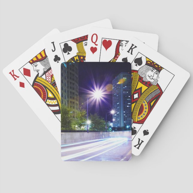 Blurred Traffic at Night Playing Cards (Back)