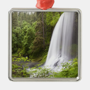 Blurred Waterfall and Forest View in Oregon Metal Tree Decoration