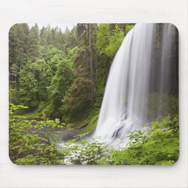 Blurred Waterfall and Forest View in Oregon Mouse Pad (Front)