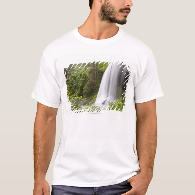 Blurred Waterfall and Forest View in Oregon T-Shirt (Front)